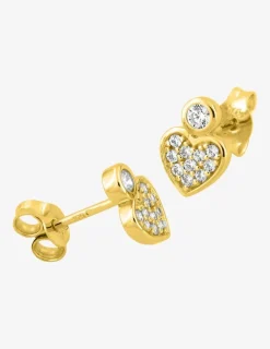 Boucles d'oreilles clou or 375‰ oxyde blanc cœur SO OR