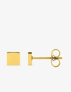 Boucles d'oreilles clous acier doré motif carré SO OR