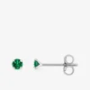 Boucles d'oreilles clous argent 925‰ rhodié et oxyde de zirconium vert 3 mm SO OR