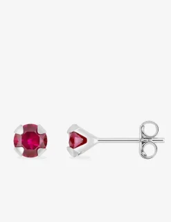 Boucles d'oreilles clous argent 925‰ rhodié et oxyde de zirconium rouge 5 mm SO OR