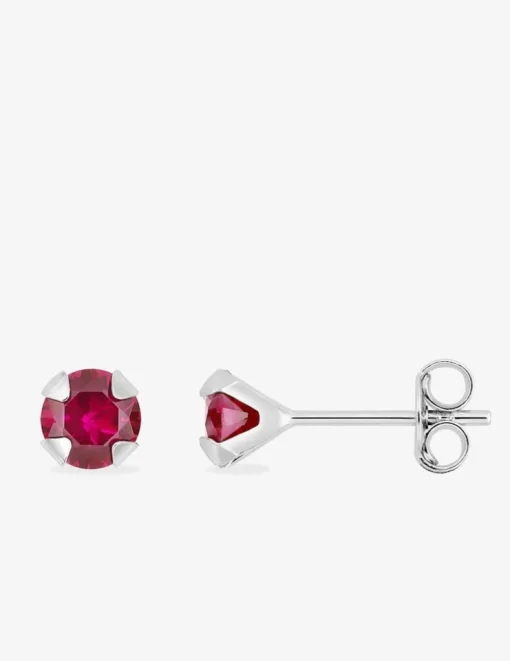 Boucles d'oreilles clous argent 925‰ rhodié et oxyde de zirconium rouge 5 mm SO OR