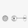 Boucles d'oreilles clous acier et oxyde de zirconium blanc 6 mm SO OR