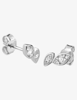 Boucles d'oreilles clous argent 925 ‰ en amande et oxyde blanc SO OR