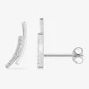 Boucles d'oreilles clous argent rhodié 925‰ avec oxyde zirconium double courbes SO OR