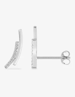 Boucles d'oreilles clous argent rhodié 925‰ avec oxyde zirconium double courbes SO OR