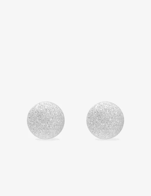 Boucles d'oreilles clous boules 6 mm or blanc 750 ‰ finition grattée SO OR