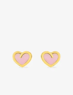 Boucles d'oreilles clous cœur or jaune 750 ‰ et laque SO OR