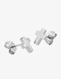 Boucles d'oreilles clous croix acier SO OR