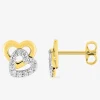 Boucles d'oreilles clous cœurs entrelacés plaqué or, rhodium et oxyde de zirconium SO OR