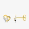 Boucles d'oreilles clous cœur en or 375‰ SO OR