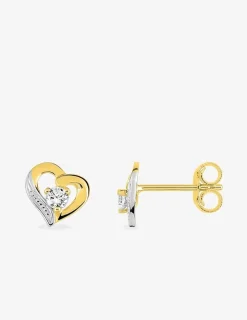 Boucles d'oreilles clous cœur en or 375‰ SO OR