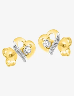 Boucles d'oreilles clous cœur en or 375‰ SO OR