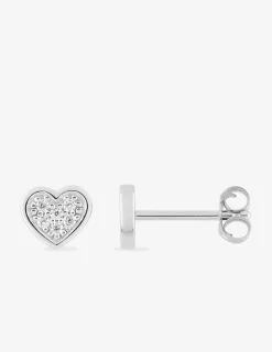 Boucles d'oreilles clous cœur argent 925‰ rhodié et oxydes de zirconium SO OR
