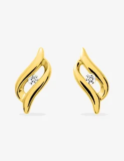 Boucles d'oreilles clous courbes plaqué or et oxyde de zirconium SO OR