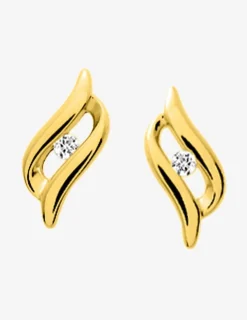 Boucles d'oreilles clous courbes plaqué or et oxyde de zirconium SO OR