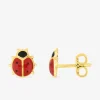 Boucles d'oreilles clous coccinelle avec pattes plaqué or et laque rouge et noire SO OR