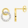 Boucles d'oreilles clous cercles entrelacés plaqué or, rhodium et oxyde de zirconium SO OR