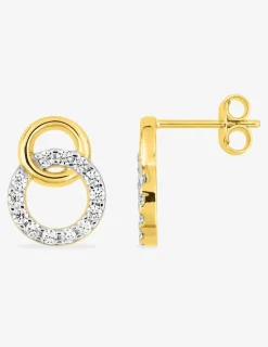 Boucles d'oreilles clous cercles entrelacés plaqué or, rhodium et oxyde de zirconium SO OR