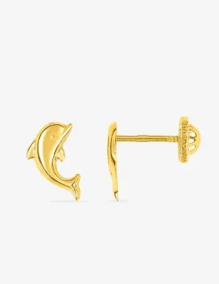 Boucles d'oreilles clous dauphin or jaune 750 ‰ SO OR
