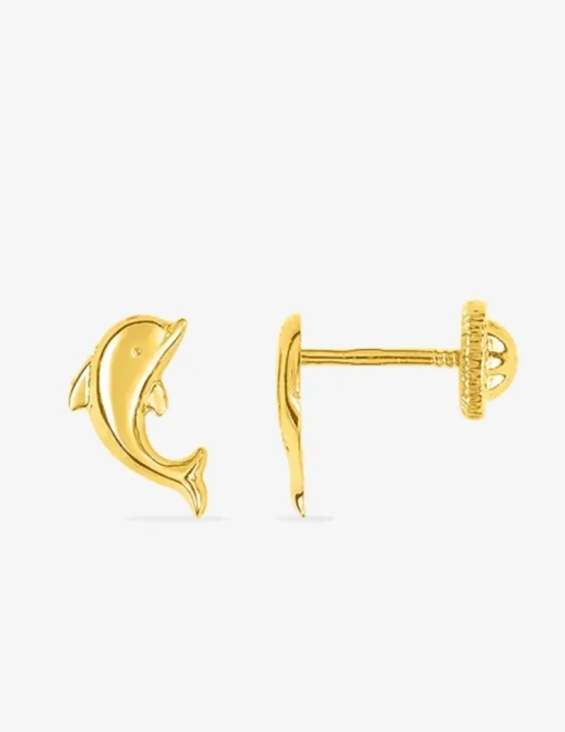 Boucles d'oreilles clous dauphin or jaune 750 ‰ SO OR
