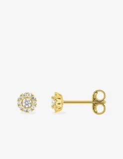 Boucles d'oreilles clous en or jaune 375 ‰, diamants synthétiques 0,11 ct SO OR