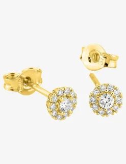 Boucles d'oreilles clous en or jaune 375 ‰, diamants synthétiques 0,11 ct SO OR