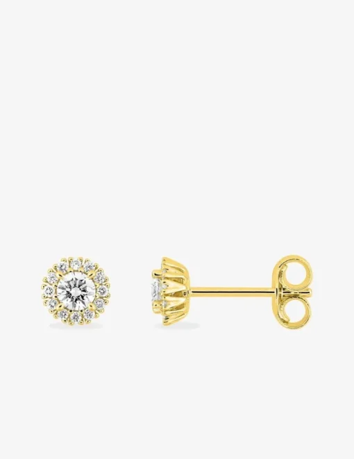 Boucles d'oreilles clous en or jaune 375 ‰, diamants synthétiques 0,25 ct SO OR