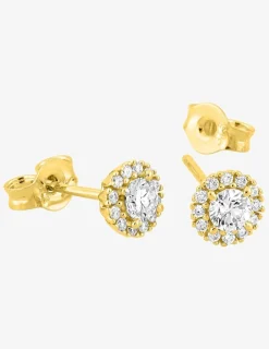 Boucles d'oreilles clous en or jaune 375 ‰, diamants synthétiques 0,25 ct SO OR