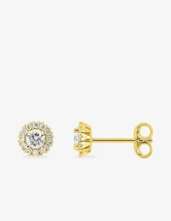 Boucles d'oreilles clous en or jaune 375 ‰, diamants synthétiques 0,30 ct SO OR