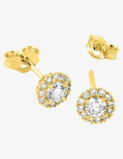 Boucles d'oreilles clous en or jaune 375 ‰, diamants synthétiques 0,30 ct SO OR