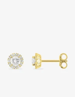Boucles d'oreilles clous en or jaune 375 ‰, diamants synthétiques 0,40 ct SO OR
