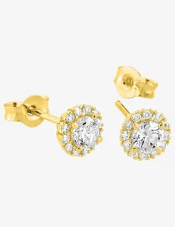 Boucles d'oreilles clous en or jaune 375 ‰, diamants synthétiques 0,40 ct SO OR