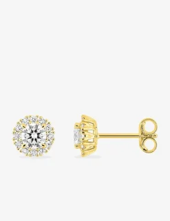 Boucles d'oreilles clous en or jaune 375 ‰, diamants synthétiques 0,57 ct SO OR