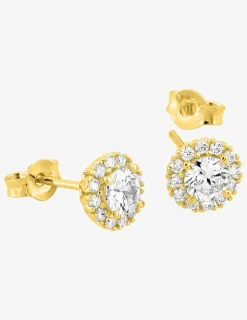 Boucles d'oreilles clous en or jaune 375 ‰, diamants synthétiques 0,57 ct SO OR