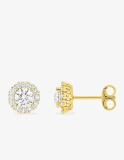 Boucles d'oreilles clous en or jaune 375 ‰, diamants synthétiques 0,74 ct SO OR