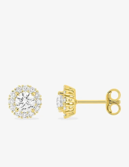 Boucles d'oreilles clous en or jaune 375 ‰, diamants synthétiques 0,74 ct SO OR