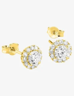 Boucles d'oreilles clous en or jaune 375 ‰, diamants synthétiques 0,74 ct SO OR