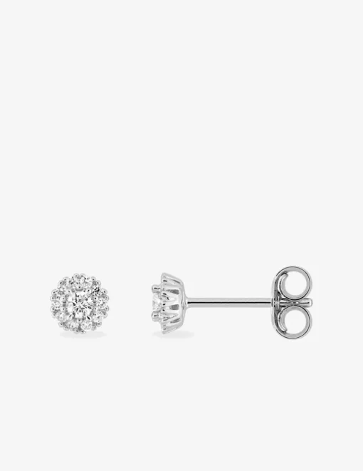 Boucles d'oreilles clous en or blanc 375 ‰, diamants synthétiques 0,11 ct SO OR