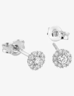Boucles d'oreilles clous en or blanc 375 ‰, diamants synthétiques 0,11 ct SO OR