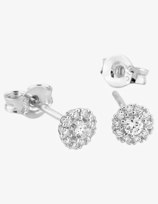 Boucles d'oreilles clous en or blanc 375 ‰, diamants synthétiques 0,11 ct SO OR