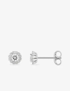 Boucles d'oreilles clous en or blanc 375 ‰, diamants synthétiques 0,25 ct SO OR