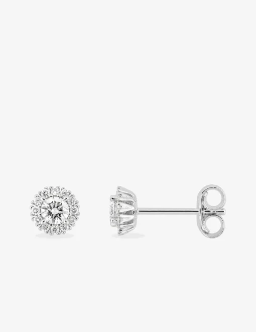 Boucles d'oreilles clous en or blanc 375 ‰, diamants synthétiques 0,25 ct SO OR