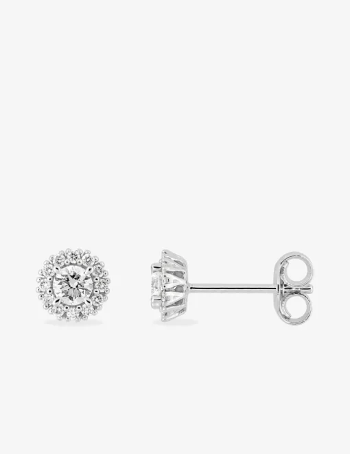 Boucles d'oreilles clous en or blanc 375 ‰, diamants synthétiques 0,30 ct SO OR