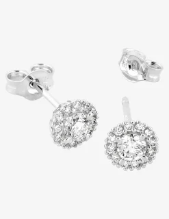 Boucles d'oreilles clous en or blanc 375 ‰, diamants synthétiques 0,30 ct SO OR