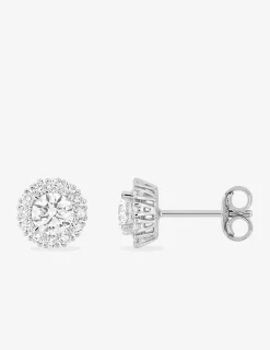 Boucles d'oreilles clous en or blanc 375 ‰, diamants synthétiques 0,74 ct SO OR