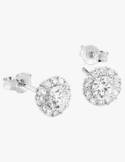 Boucles d'oreilles clous en or blanc 375 ‰, diamants synthétiques 0,74 ct SO OR