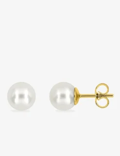Boucles d'oreilles clous en or jaune 750 ‰ et perle de culture d'eau douce SO OR