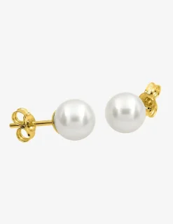 Boucles d'oreilles clous en or jaune 750 ‰ et perle de culture d'eau douce SO OR