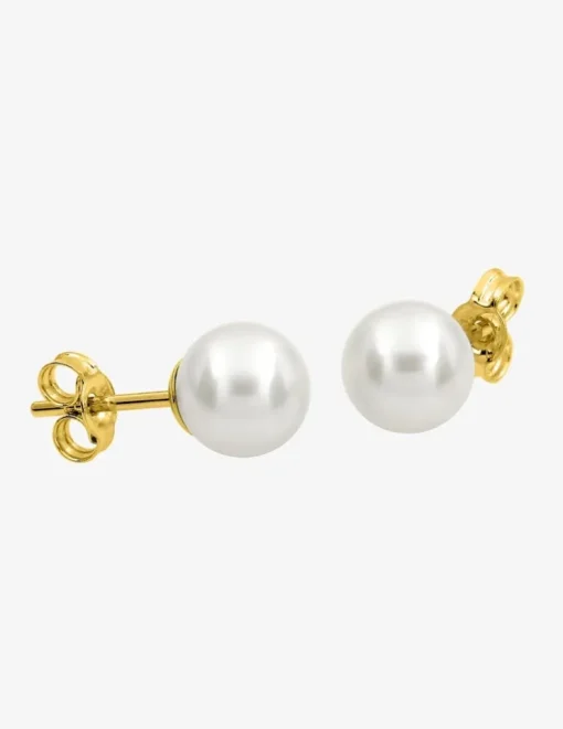 Boucles d'oreilles clous en or jaune 750 ‰ et perle de culture d'eau douce SO OR