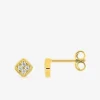 Boucles d'oreilles clous en or jaune 750 ‰ et oxydes de zirconium motif "losange" SO OR